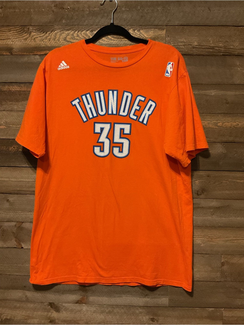 Kevin Durant OKC Thunder T Shirt  Adidas Orange #35 Jersey Style Men’s Large